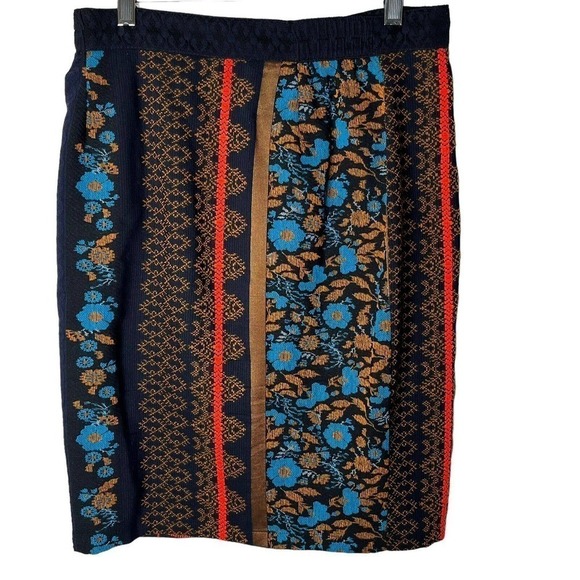 DOLAN Left Coast Anthropologie Pencil Skirt size XS Jacquard Straight Buttons - Picture 5 of 9